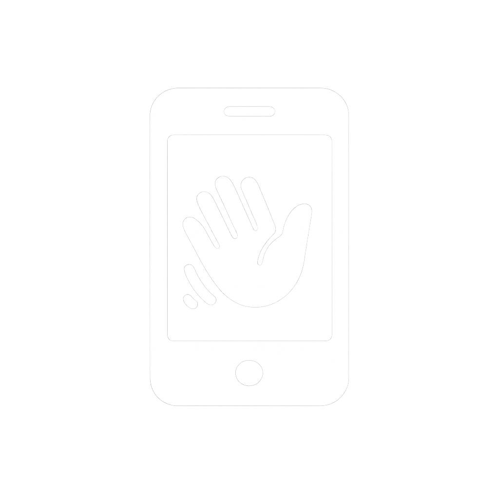 A phone with an image of a waving hand